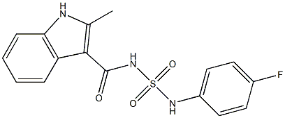 N-(4-fluorophenyl)-N'-[(2-methyl-1H-indol-3-yl)carbonyl]sulfamide Struktur