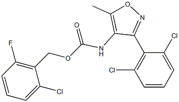 2-chloro-6-fluorobenzyl N-[3-(2,6-dichlorophenyl)-5-methylisoxazol-4-yl]carbamate Struktur