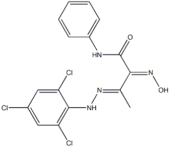 N1-phenyl-2-hydroxyimino-3-[2-(2,4,6-trichlorophenyl)hydrazono]butanamide Struktur