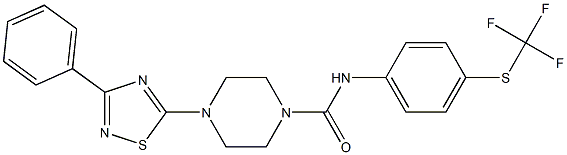 N1-{4-[(trifluoromethyl)thio]phenyl}-4-(3-phenyl-1,2,4-thiadiazol-5-yl)piperazine-1-carboxamide Struktur