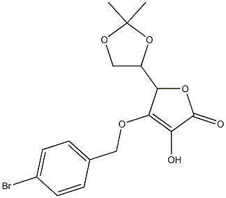 4-[(4-bromobenzyl)oxy]-5-(2,2-dimethyl-1,3-dioxolan-4-yl)-3-hydroxy-2(5H)-furanone Struktur