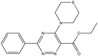 ethyl 3-phenyl-5-(1,4-thiazinan-4-yl)-1,2,4-triazine-6-carboxylate Struktur