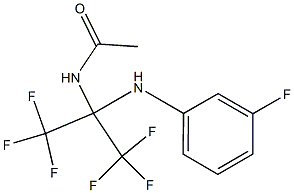 N1-[2,2,2-trifluoro-1-(3-fluoroanilino)-1-(trifluoromethyl)ethyl]acetamide Struktur