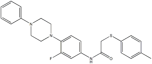 N-[3-fluoro-4-(4-phenylpiperazino)phenyl]-2-[(4-methylphenyl)sulfanyl]acetamide Struktur