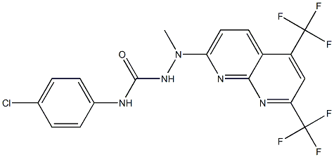 2-[5,7-bis(trifluoromethyl)[1,8]naphthyridin-2-yl]-N-(4-chlorophenyl)-2-methyl-1-hydrazinecarboxamide Struktur