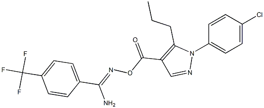 O1-{[1-(4-chlorophenyl)-5-propyl-1H-pyrazol-4-yl]carbonyl}-4-(trifluoromethyl)benzene-1-carbohydroximamide Struktur