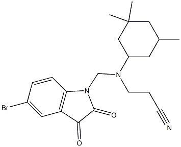 3-[[(5-bromo-2,3-dioxo-2,3-dihydro-1H-indol-1-yl)methyl](3,3,5-trimethylcyclohexyl)amino]propanenitrile Struktur