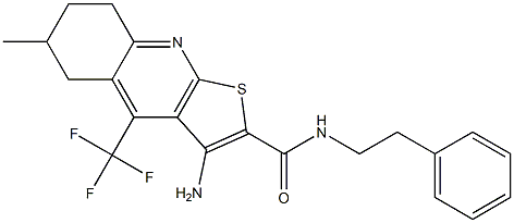 3-amino-6-methyl-N-phenethyl-4-(trifluoromethyl)-5,6,7,8-tetrahydrothieno[2,3-b]quinoline-2-carboxamide Struktur