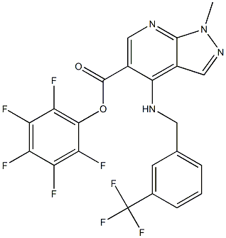 2,3,4,5,6-pentafluorophenyl 1-methyl-4-{[3-(trifluoromethyl)benzyl]amino}-1H-pyrazolo[3,4-b]pyridine-5-carboxylate Struktur