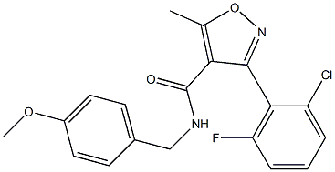 3-(2-chloro-6-fluorophenyl)-N-(4-methoxybenzyl)-5-methyl-4-isoxazolecarboxamide Struktur