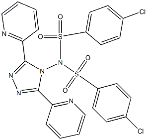 4-chloro-N-[(4-chlorophenyl)sulfonyl]-N-[3,5-di(2-pyridinyl)-4H-1,2,4-triazol-4-yl]benzenesulfonamide Struktur