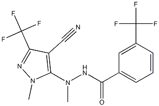 N'-[4-cyano-1-methyl-3-(trifluoromethyl)-1H-pyrazol-5-yl]-N'-methyl-3-(trifluoromethyl)benzenecarbohydrazide Struktur