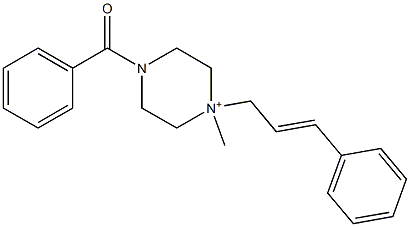 4-benzoyl-1-methyl-1-[(E)-3-phenyl-2-propenyl]hexahydropyrazin-1-ium Struktur