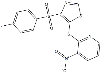 4-[(4-methylphenyl)sulfonyl]-5-[(3-nitro-2-pyridyl)thio]-1,3-thiazole Struktur