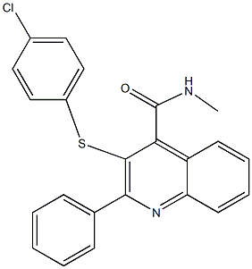 3-[(4-chlorophenyl)sulfanyl]-N-methyl-2-phenyl-4-quinolinecarboxamide Struktur