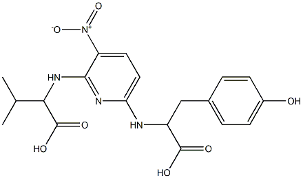 2-[(6-{[2-hydroxy-1-(4-hydroxybenzyl)-2-oxoethyl]amino}-3-nitro-2-pyridinyl)amino]-3-methylbutanoic acid Struktur