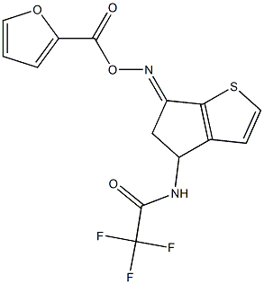 2,2,2-trifluoro-N-(6-{[(2-furylcarbonyl)oxy]imino}-5,6-dihydro-4H-cyclopenta[b]thiophen-4-yl)acetamide Struktur