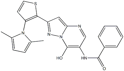 N-{2-[3-(2,5-dimethyl-1H-pyrrol-1-yl)-2-thienyl]-7-hydroxypyrazolo[1,5-a]pyrimidin-6-yl}benzenecarboxamide Struktur