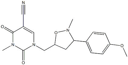 1-{[3-(4-methoxyphenyl)-2-methyltetrahydro-5-isoxazolyl]methyl}-3-methyl-2,4-dioxo-1,2,3,4-tetrahydro-5-pyrimidinecarbonitrile Struktur