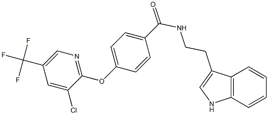 4-{[3-chloro-5-(trifluoromethyl)-2-pyridinyl]oxy}-N-[2-(1H-indol-3-yl)ethyl]benzenecarboxamide Struktur