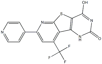 4-hydroxy-7-(4-pyridinyl)-9-(trifluoromethyl)pyrido[3',2':4,5]thieno[3,2-d]pyrimidin-2(1H)-one Struktur