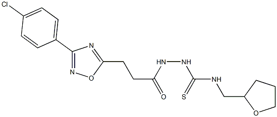 N1-tetrahydrofuran-2-ylmethyl-2-{3-[3-(4-chlorophenyl)-1,2,4-oxadiazol-5-yl]propanoyl}hydrazine-1-carbothioamide Struktur