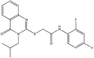 N-(2,4-difluorophenyl)-2-[(3-isobutyl-4-oxo-3,4-dihydro-2-quinazolinyl)sulfanyl]acetamide Struktur