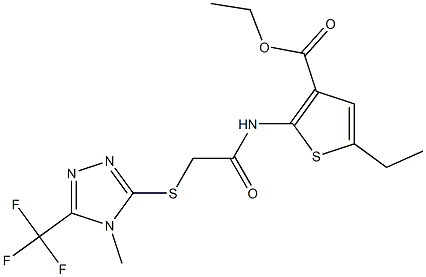 ethyl 5-ethyl-2-[(2-{[4-methyl-5-(trifluoromethyl)-4H-1,2,4-triazol-3-yl]th io}acetyl)amino]thiophene-3-carboxylate Struktur