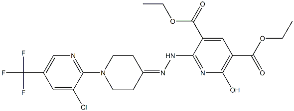 diethyl 2-(2-{1-[3-chloro-5-(trifluoromethyl)-2-pyridinyl]-4-piperidinylidene}hydrazino)-6-hydroxy-3,5-pyridinedicarboxylate Struktur