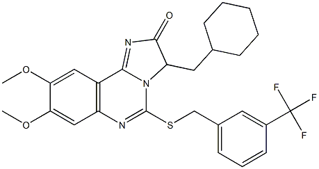 3-(cyclohexylmethyl)-8,9-dimethoxy-5-{[3-(trifluoromethyl)benzyl]sulfanyl}imidazo[1,2-c]quinazolin-2(3H)-one Struktur