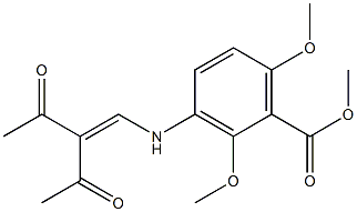 methyl 3-[(2-acetyl-3-oxobut-1-enyl)amino]-2,6-dimethoxybenzoate Struktur