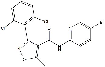 N-(5-bromo-2-pyridinyl)-3-(2,6-dichlorophenyl)-5-methyl-4-isoxazolecarboxamide Struktur