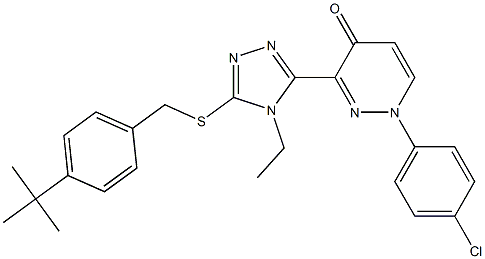 3-(5-{[4-(tert-butyl)benzyl]sulfanyl}-4-ethyl-4H-1,2,4-triazol-3-yl)-1-(4-chlorophenyl)-4(1H)-pyridazinone Struktur