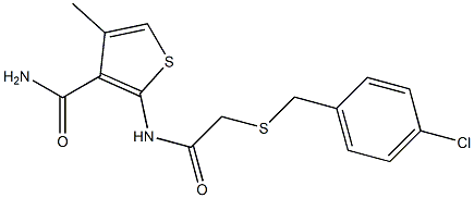 2-({2-[(4-chlorobenzyl)thio]acetyl}amino)-4-methylthiophene-3-carboxamide Struktur