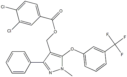 {1-methyl-3-phenyl-5-[3-(trifluoromethyl)phenoxy]-1H-pyrazol-4-yl}methyl 3,4-dichlorobenzenecarboxylate Struktur