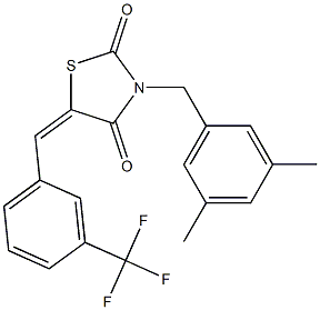 3-(3,5-dimethylbenzyl)-5-{(E)-[3-(trifluoromethyl)phenyl]methylidene}-1,3-thiazolane-2,4-dione Struktur