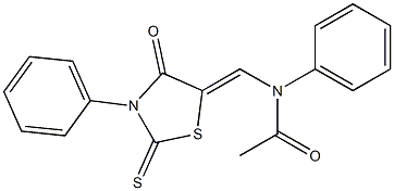 N1-[(4-oxo-3-phenyl-2-thioxo-1,3-thiazolan-5-yliden)methyl]-N1-phenylacetamide Struktur