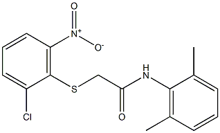 N1-(2,6-dimethylphenyl)-2-[(2-chloro-6-nitrophenyl)thio]acetamide Struktur