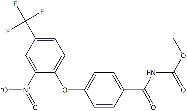 methyl N-{4-[2-nitro-4-(trifluoromethyl)phenoxy]benzoyl}carbamate Struktur