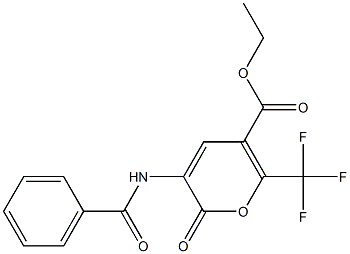 ethyl 3-(benzoylamino)-2-oxo-6-(trifluoromethyl)-2H-pyran-5-carboxylate Struktur