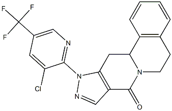 11-[3-chloro-5-(trifluoromethyl)-2-pyridinyl]-5,11,12,12a-tetrahydropyrazolo[3',4':4,5]pyrido[2,1-a]isoquinolin-8(6H)-one Struktur