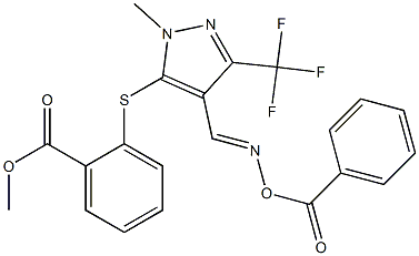 methyl 2-{[4-{[(benzoyloxy)imino]methyl}-1-methyl-3-(trifluoromethyl)-1H-pyrazol-5-yl]sulfanyl}benzenecarboxylate Struktur