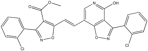 methyl 3-(2-chlorophenyl)-5-{2-[3-(2-chlorophenyl)-4-hydroxyisoxazolo[4,5-c]pyridin-7-yl]vinyl}-4-isoxazolecarboxylate Struktur