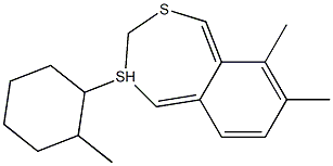 6,7-dimethyl-2-(2-methylcyclohexyl)dihydro-[5,6]-benz-1,3-dithiepin Struktur