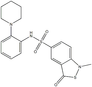 N5-(2-piperidinophenyl)-1-methyl-3-oxo-1,3-dihydrobenzo[c]isothiazole-5-sulfonamide Struktur