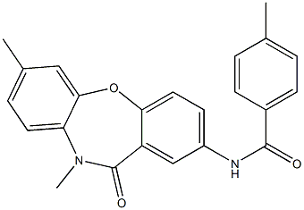 N-(7,10-dimethyl-11-oxo-10,11-dihydrodibenzo[b,f][1,4]oxazepin-2-yl)-4-methylbenzenecarboxamide Struktur