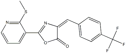 2-[2-(methylthio)-3-pyridyl]-4-[4-(trifluoromethyl)benzylidene]-4,5-dihydro-1,3-oxazol-5-one Struktur