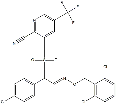 3-[(1-(4-chlorophenyl)-2-{[(2,6-dichlorobenzyl)oxy]imino}ethyl)sulfonyl]-5-(trifluoromethyl)-2-pyridinecarbonitrile Struktur