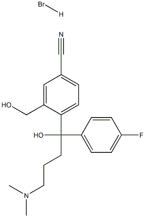 4-[4-(dimethylamino)-1-(4'-fluorophenyl)-1-hydroxybutyl]-3-(hydroxymethyl)benzonitrile HBr Struktur