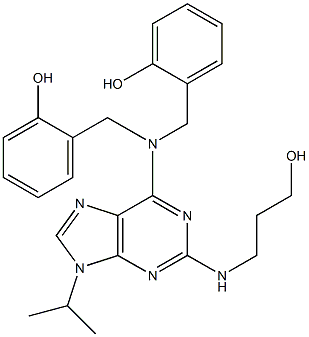 6-[N,N-Di(2-hydroxybenzyl)amino]-2-[(3-hydroxypropyl)amino]-9-isopropylpurne Struktur